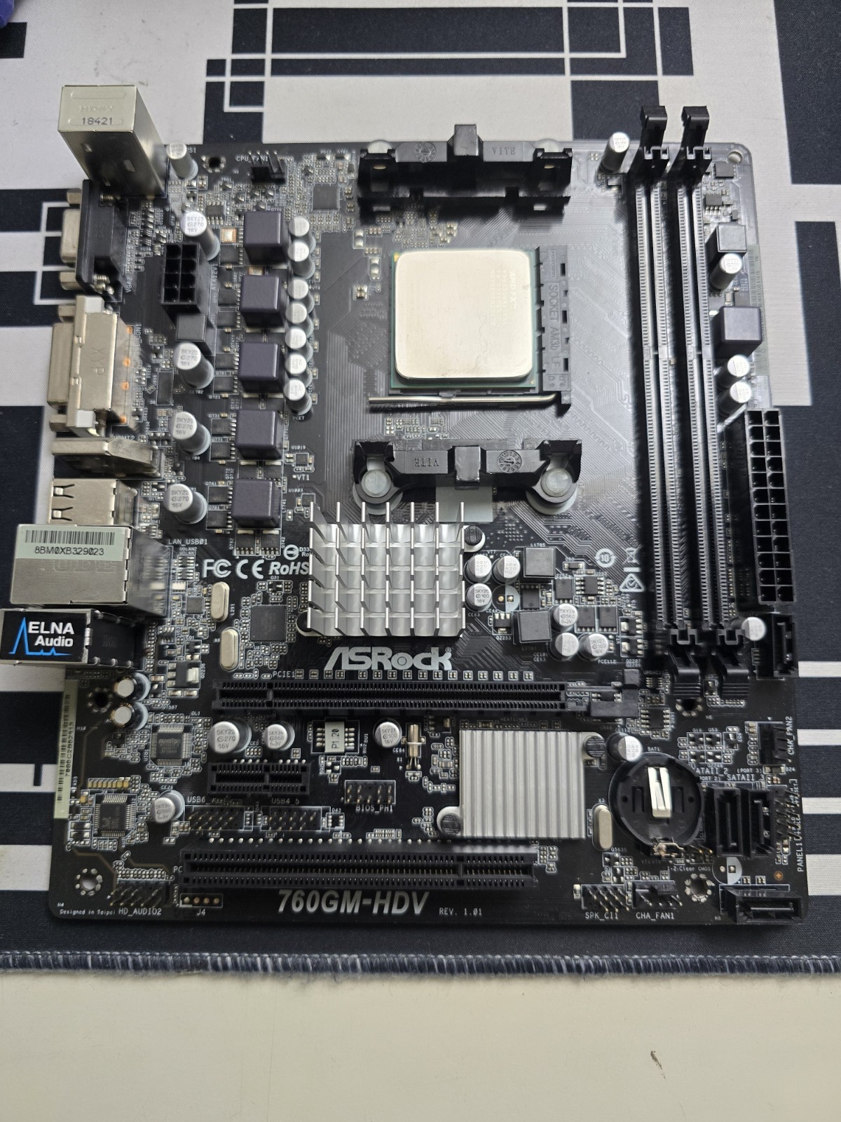 ASRock 760GM-HDV Socket AM3+/AM3 AMD Motherboard + Fx-6330 Cpu No I/o Shield