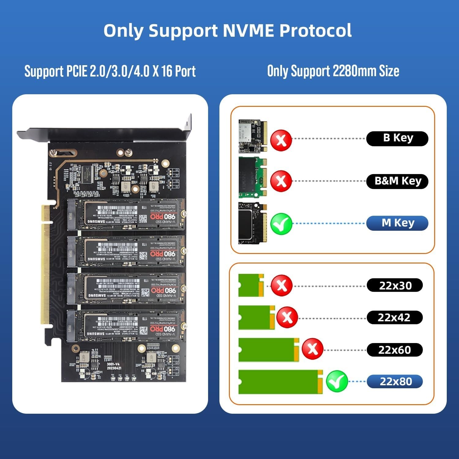 PCIe 4.0 Expansion Card for 4 NVMe M.2 SSDs with Heatsink – High Speed=$