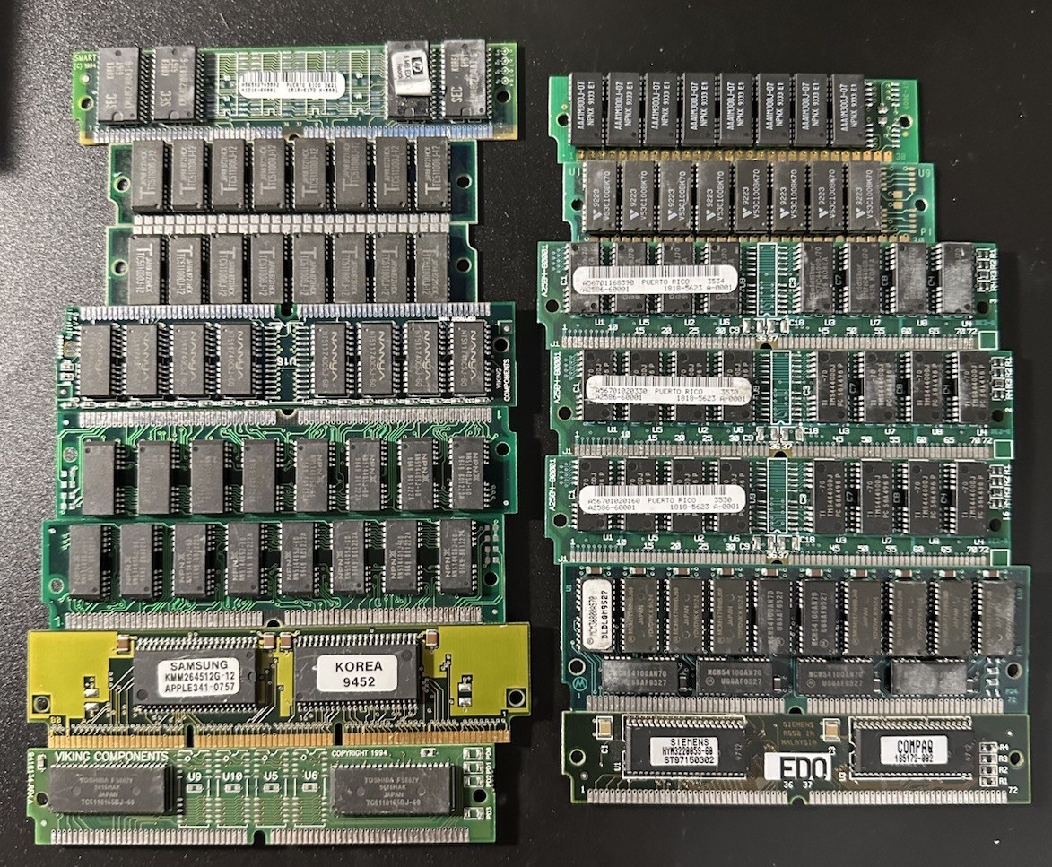 Lot of 12 Vintage SIMM RAM Modules 30-Pin 72-Pin EDO FPM Untested