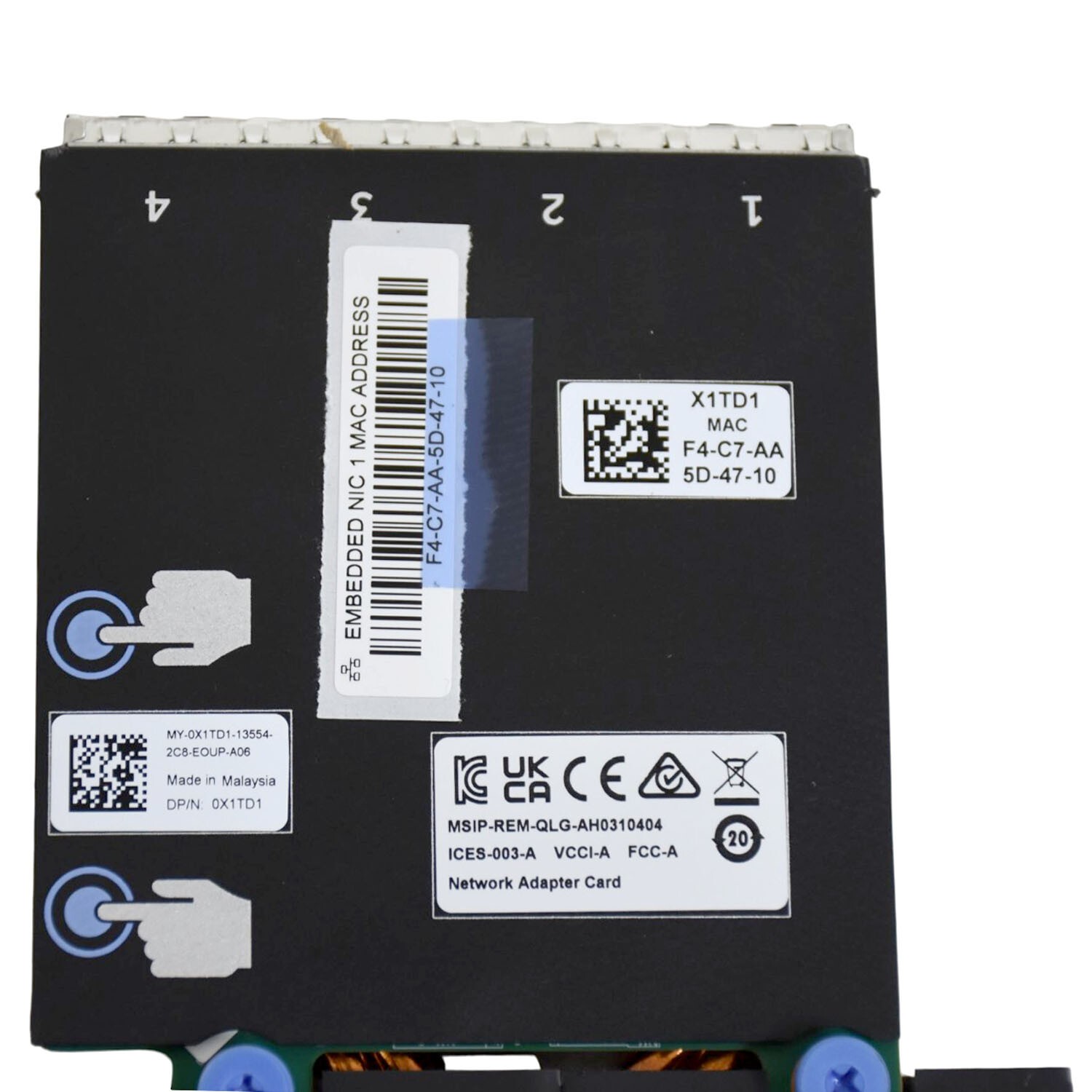 Dell QLogic QL41164 4-Ports 10GbE RJ45 Base-T PCIe Network Daughter Card X1TD1