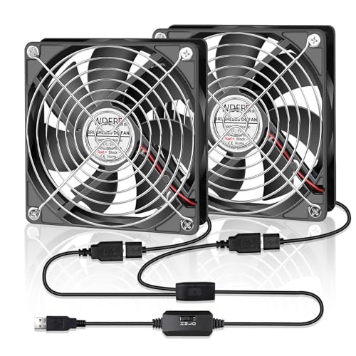 120mm Computer Case 5V USB Powered Fan, Small Silent Flat 2 in 1-12025-USB