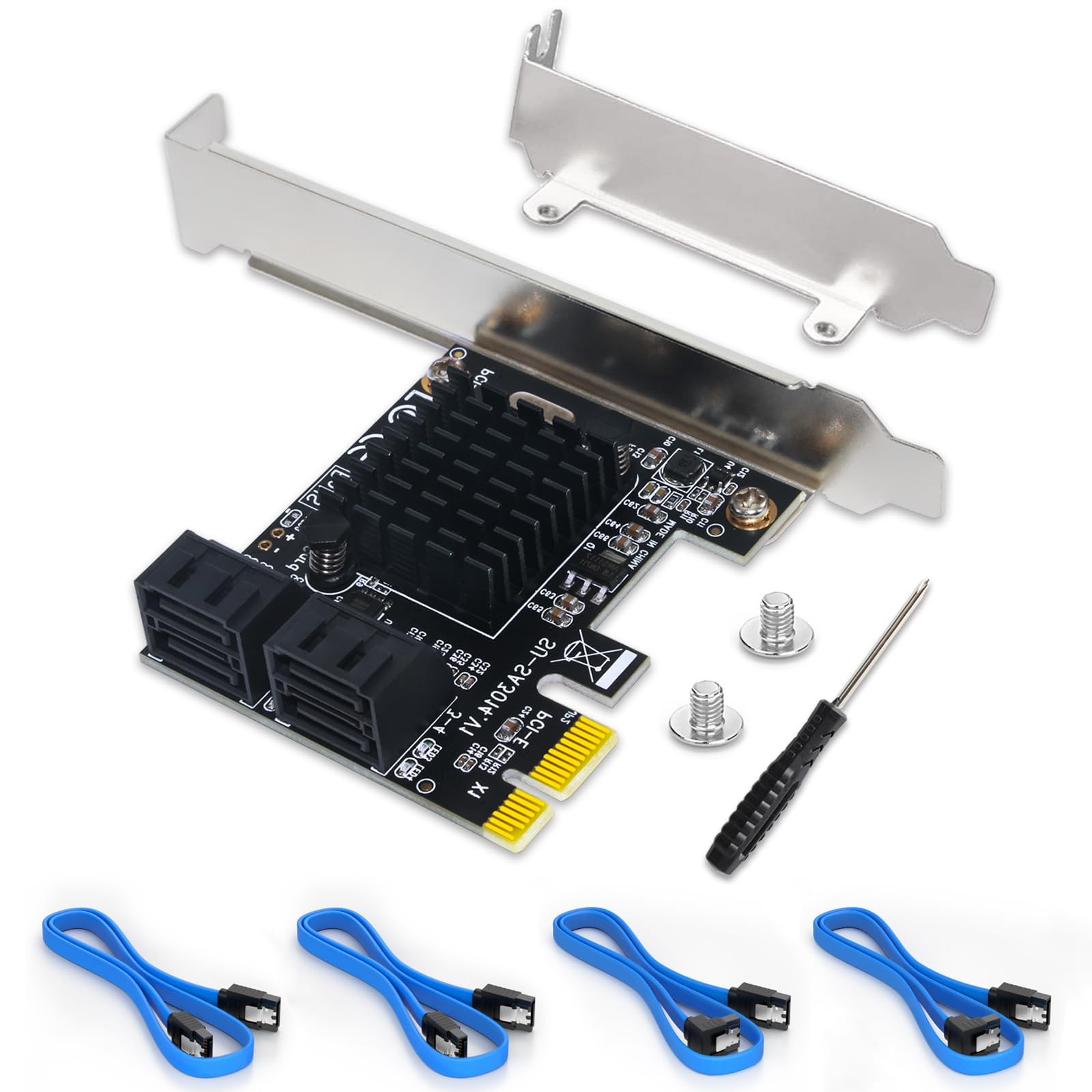 Expansion Card,Pcie 2.0 X1 to SATA III 4 Ports Adapter Card for IPFS Mining and