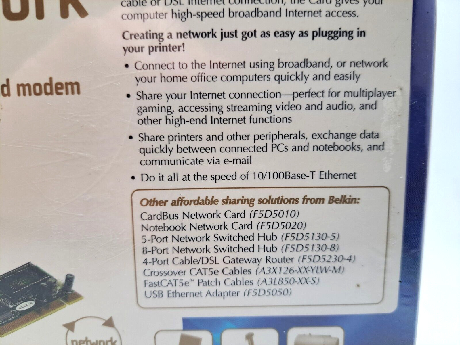 SEALED Belkin F5D5000 Desktop Network PCI Card 10/100MBt FREE SHIPPING