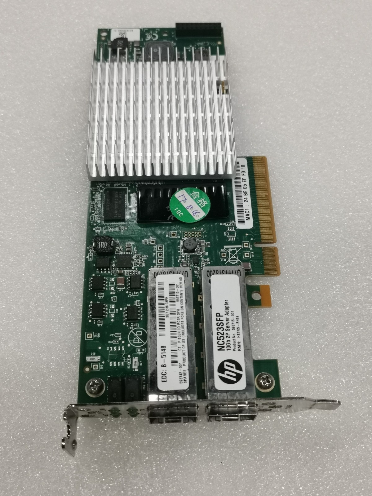 HP NC523SFP QLE3242-HP Dual Port 10Gb Ethernet 10GbE SFP+ PCI-E NIC Network