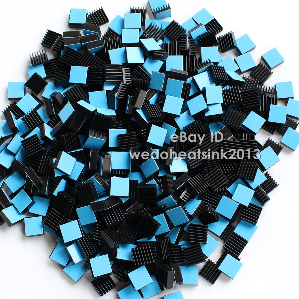 100pcs Black Anodizing Aluminum Heatsink 14x14x6mm Cooler DIY With Thermal Tape