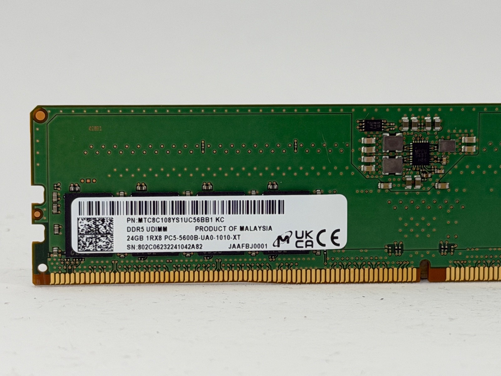 Micron 24GB DDR5 1Rx8 5600MHz Non-ECC Unbuffered UDIMM (MTC8C108YS1UC56BB1)