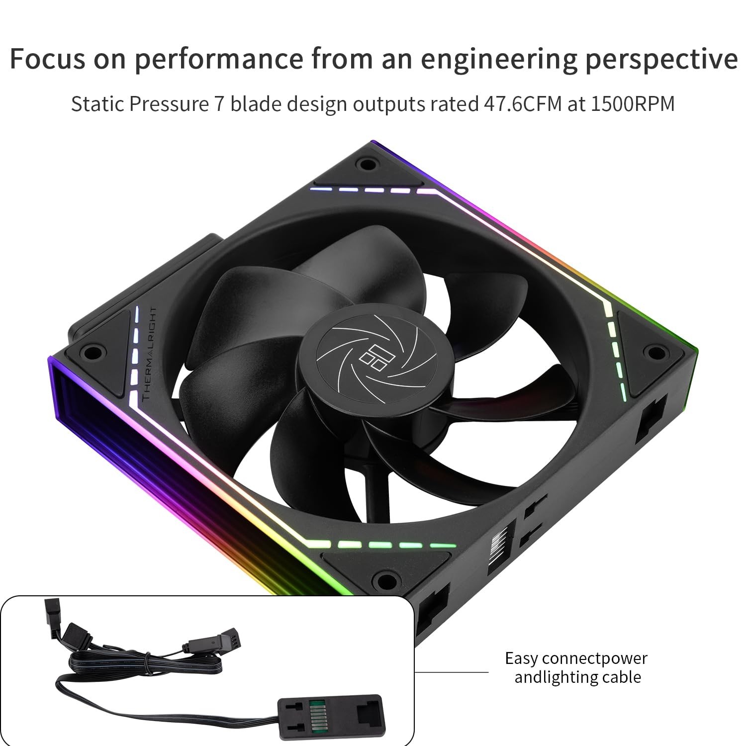 Thermalright TL‑M12QR 1 Pack Black 120mm Reverse Blade Case Fans Quiet ARGB PC