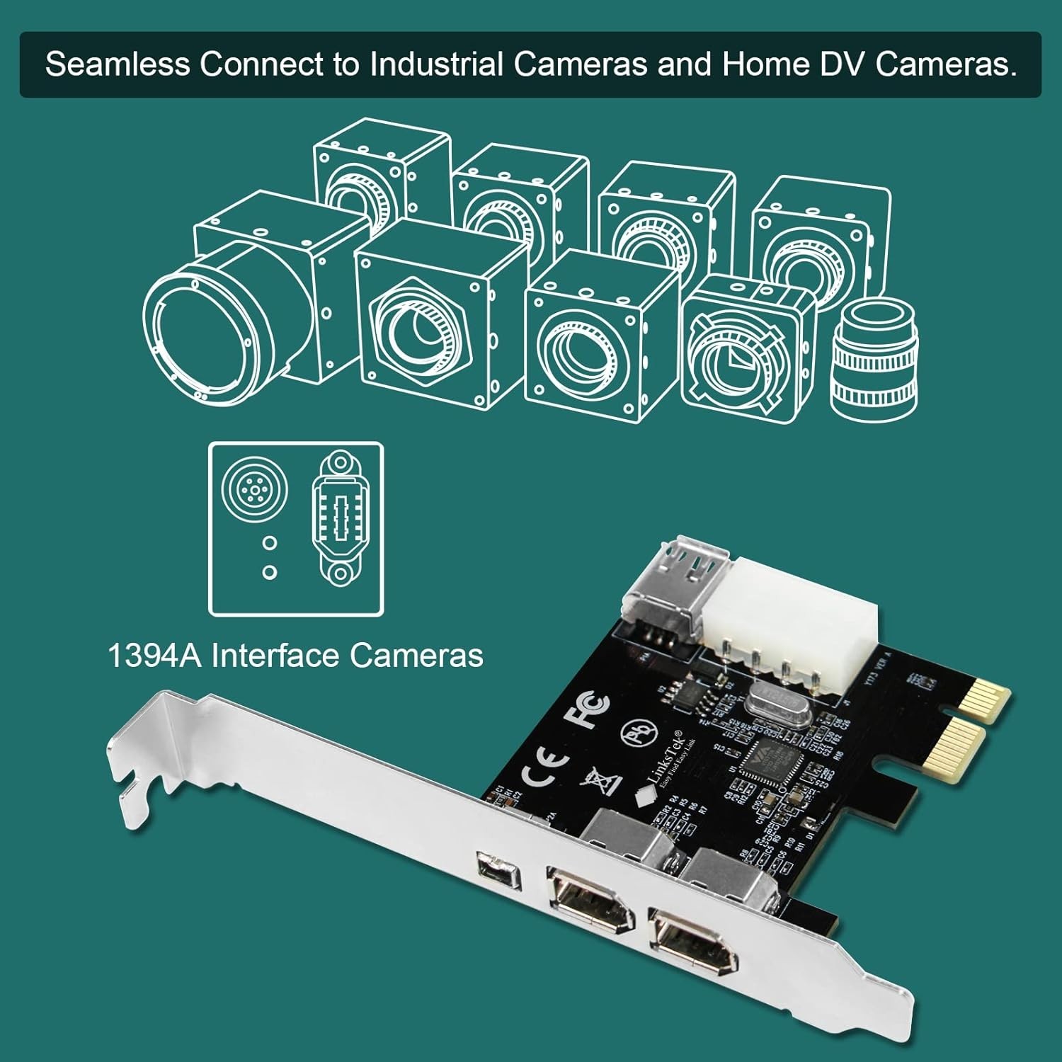 FireWire 400 Expansion Card for Windows PCs – 4 Ports 1394A