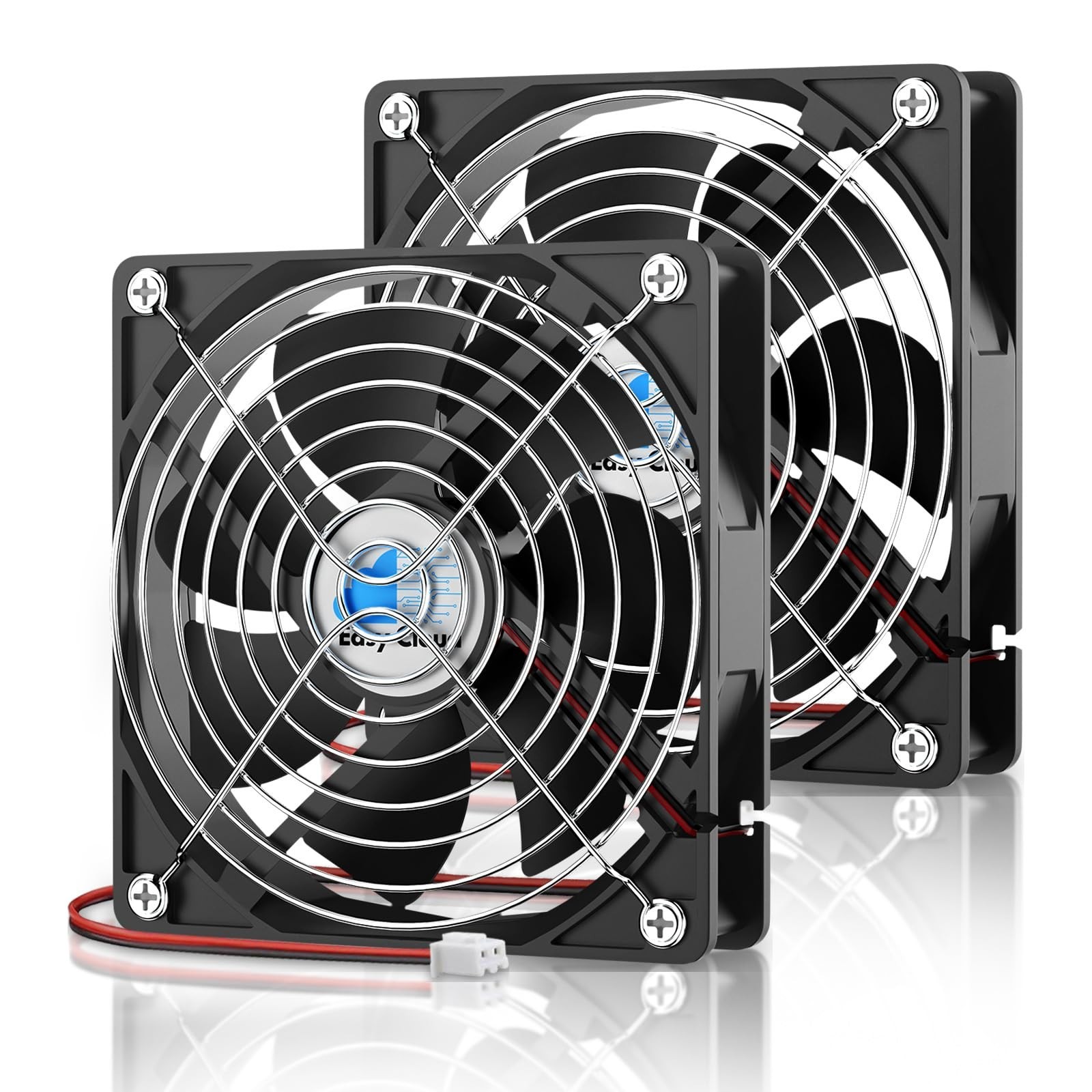 120mm 12V DC Cooling Fan Dual Ball Bearing 1800RPM 2 Pack for Electronics