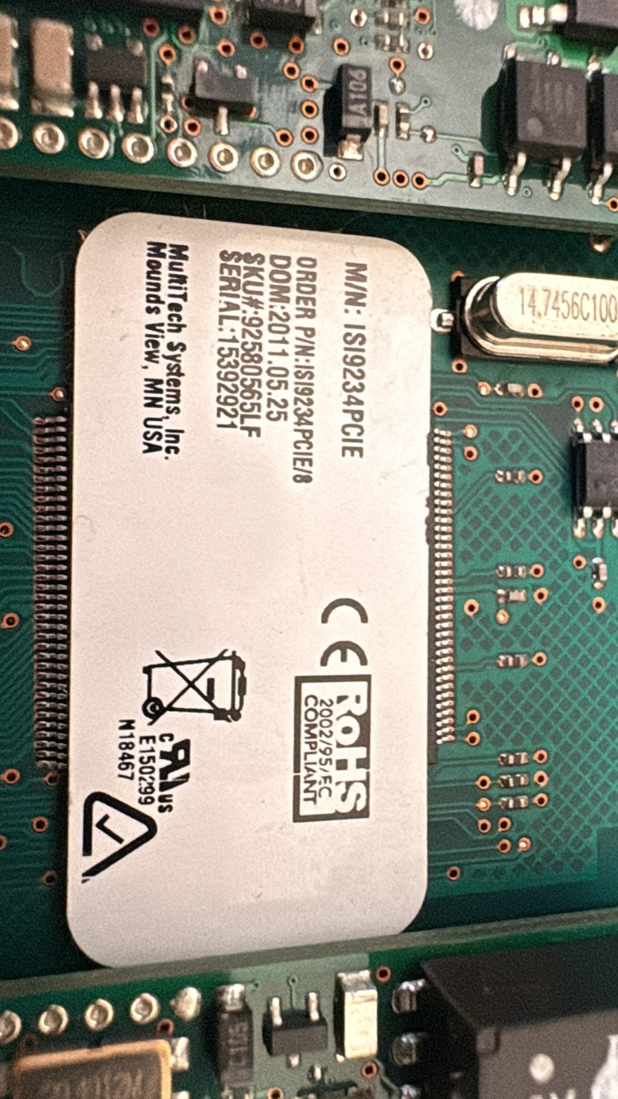MULTITECH ISI9234PCIE/8 MT9234SMI 8-PORT PCIe FAX MODEM CARD