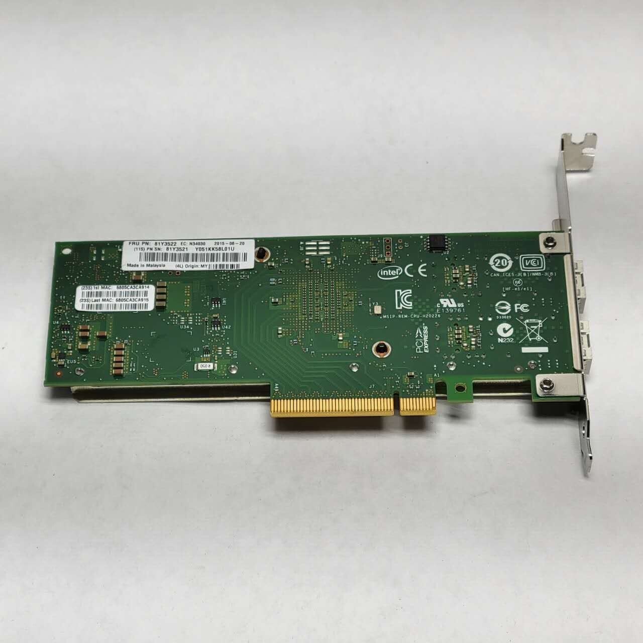 Lenovo Intel X710-DA2 10Gb SFP Network Card 10GbE 81Y3522 High Profile