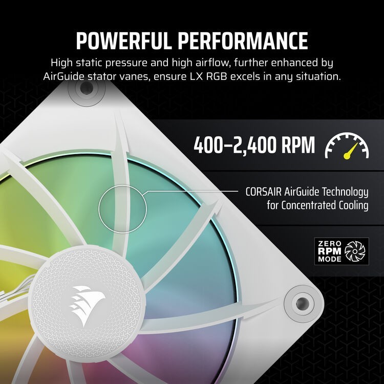 CORSAIR iCUE LINK LX120 RGB Triple 120mm PWM Fan Starter Kit WHITE CO-9051030-WW