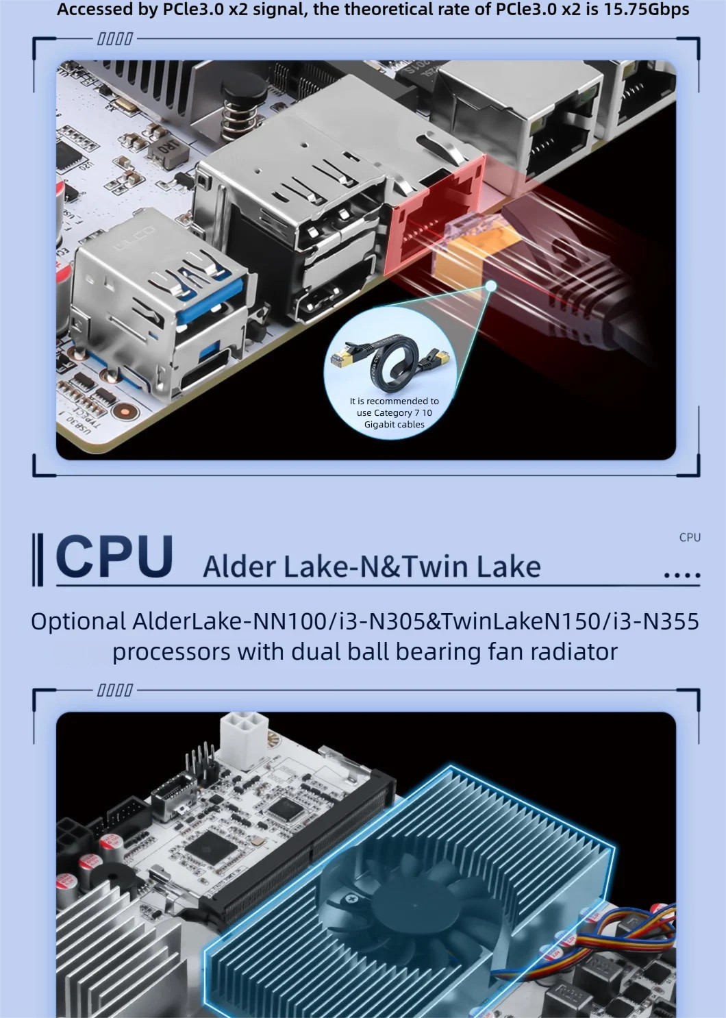 Intel i3-N300 10G 8-Bay NAS Motherboard N150 2.5G LAN 2*NVMe 2*SFF-8643 PCIex1