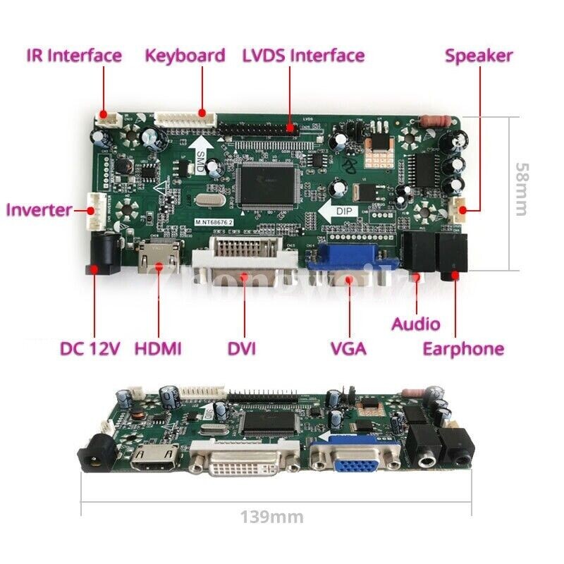 For LTN141BT06-002/102 VGA DVI HDMI 1440×900 1-CCFL 30-Pin LVDS LCD Driver Board