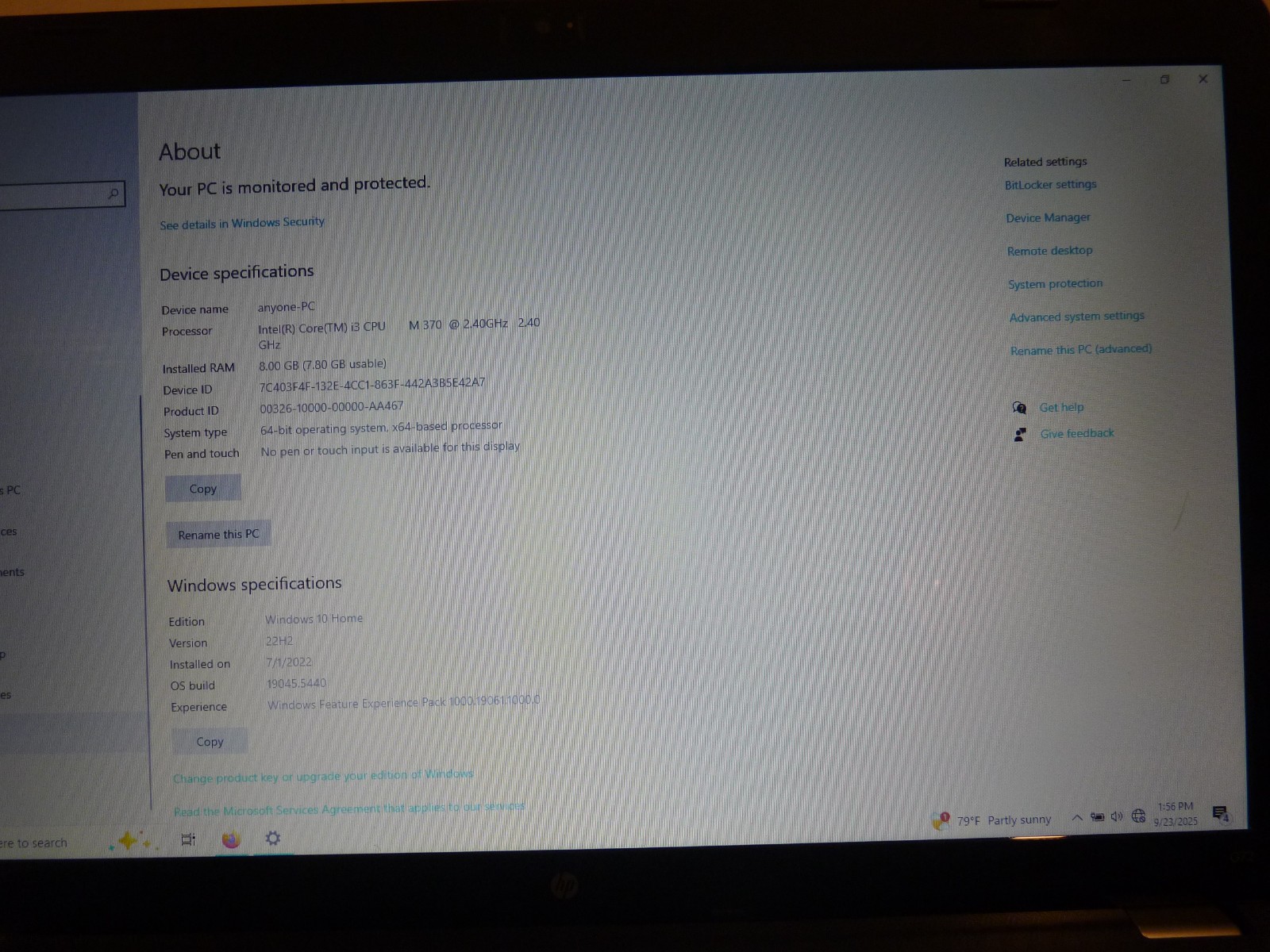 HP 17.3″ Laptop G72t-b00 1080p Core i3 8GB Ram 320 GB HDD Win 10 Home 64 Bit