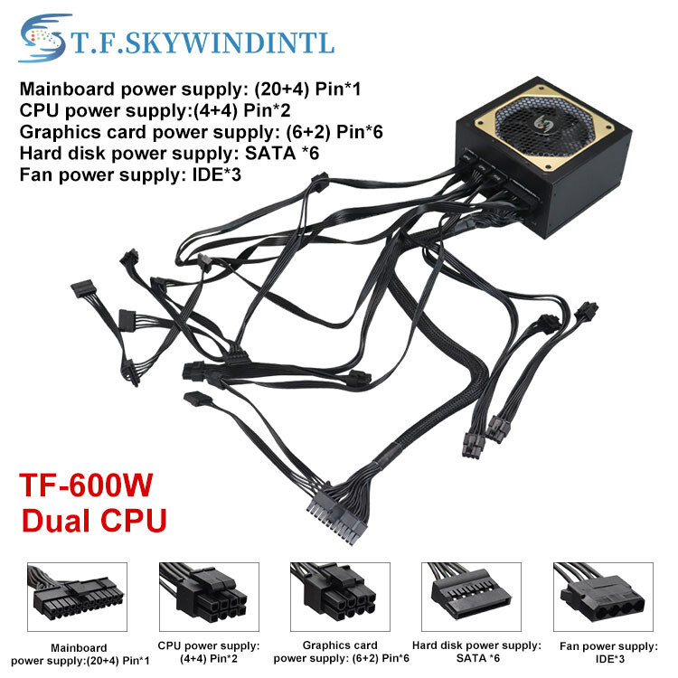 New RGB Gaming 600w Power Supply Full-Modular ATX PC Case PSU Power Supplies