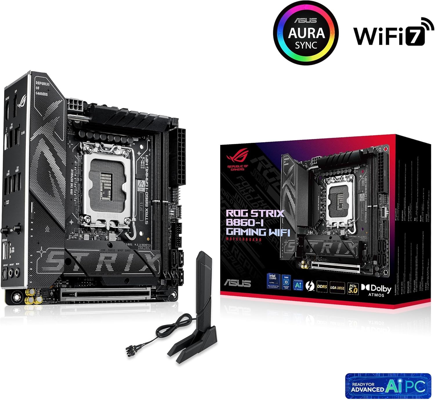 ASUS ROG STRIX B860 I GAMING WIFI LGA1851 Mini ITX DDR5 WiFi7 TB4 AI