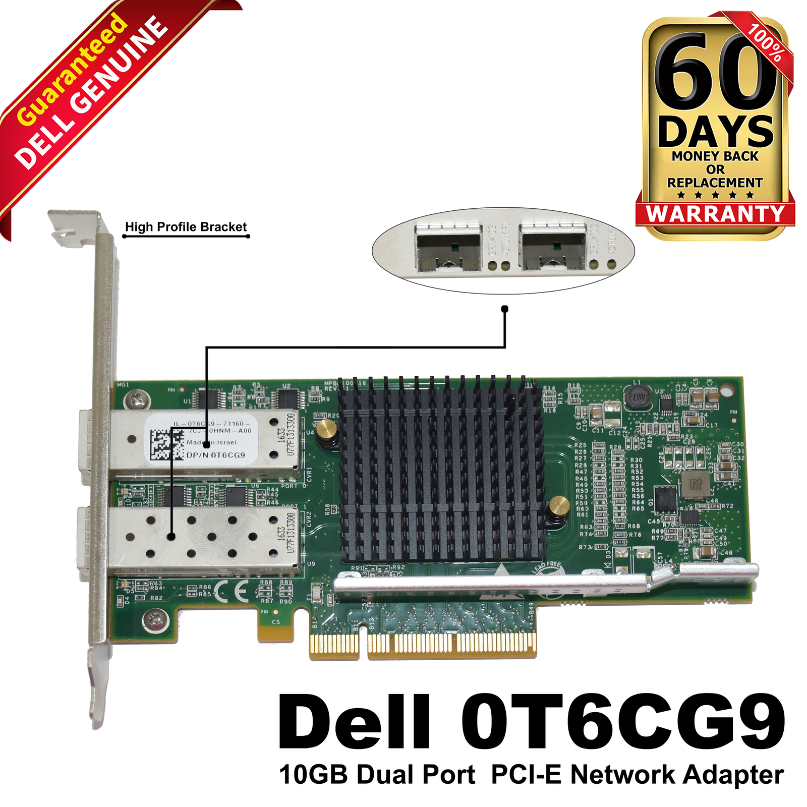 Dell X520-DA2 Silicom PE210G2SPI9A-XR 2-Ports 10GbE SFP+ Network Adapter T6CG9