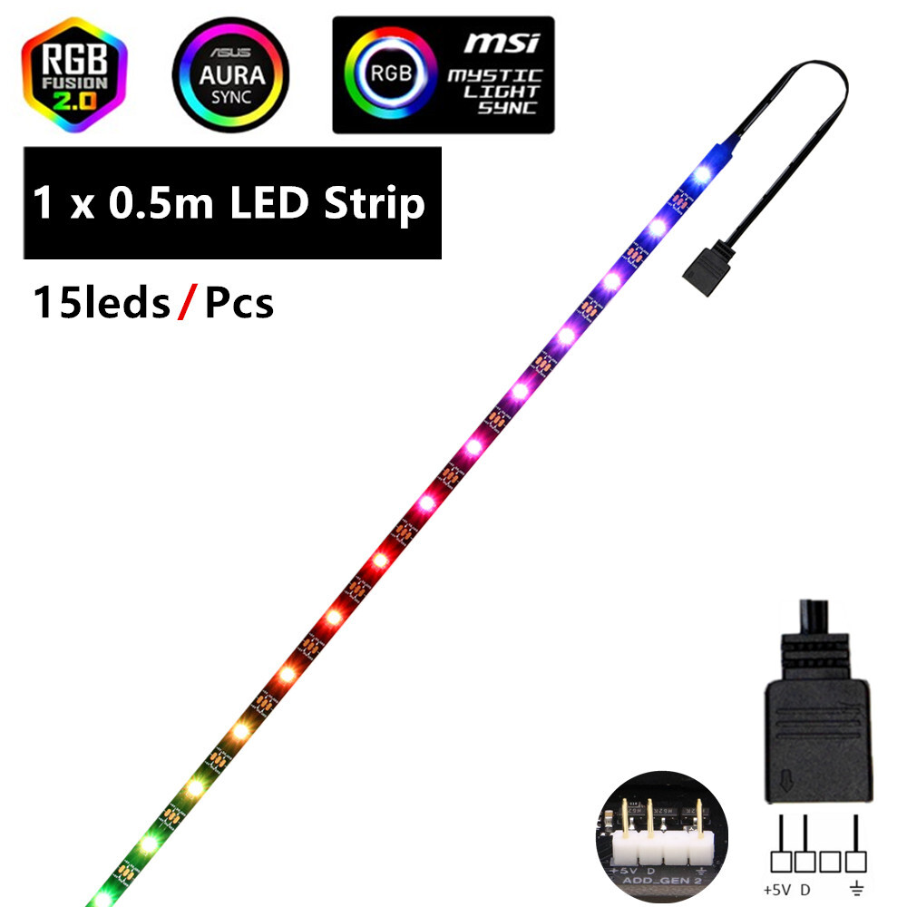 WS2812B RGB LED Strip 5V 3 Pin addressable LED Headers PC DIY For ASUS AURA SYNC