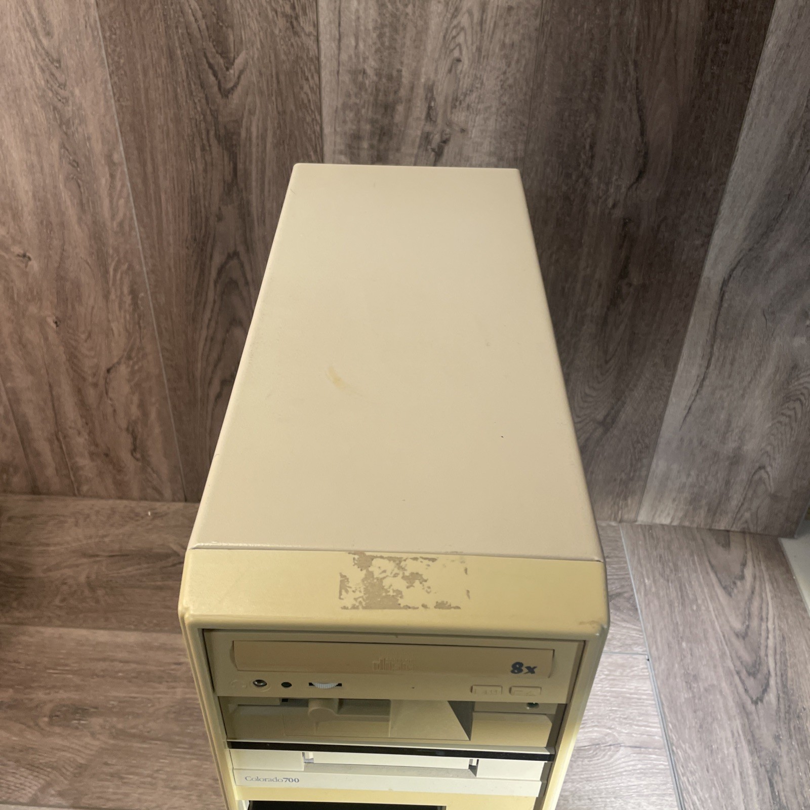 Vintage AT Mid-Tower Case Turbo MHz LED 5.25 Floppy CD Beige Power Cord Ribbons