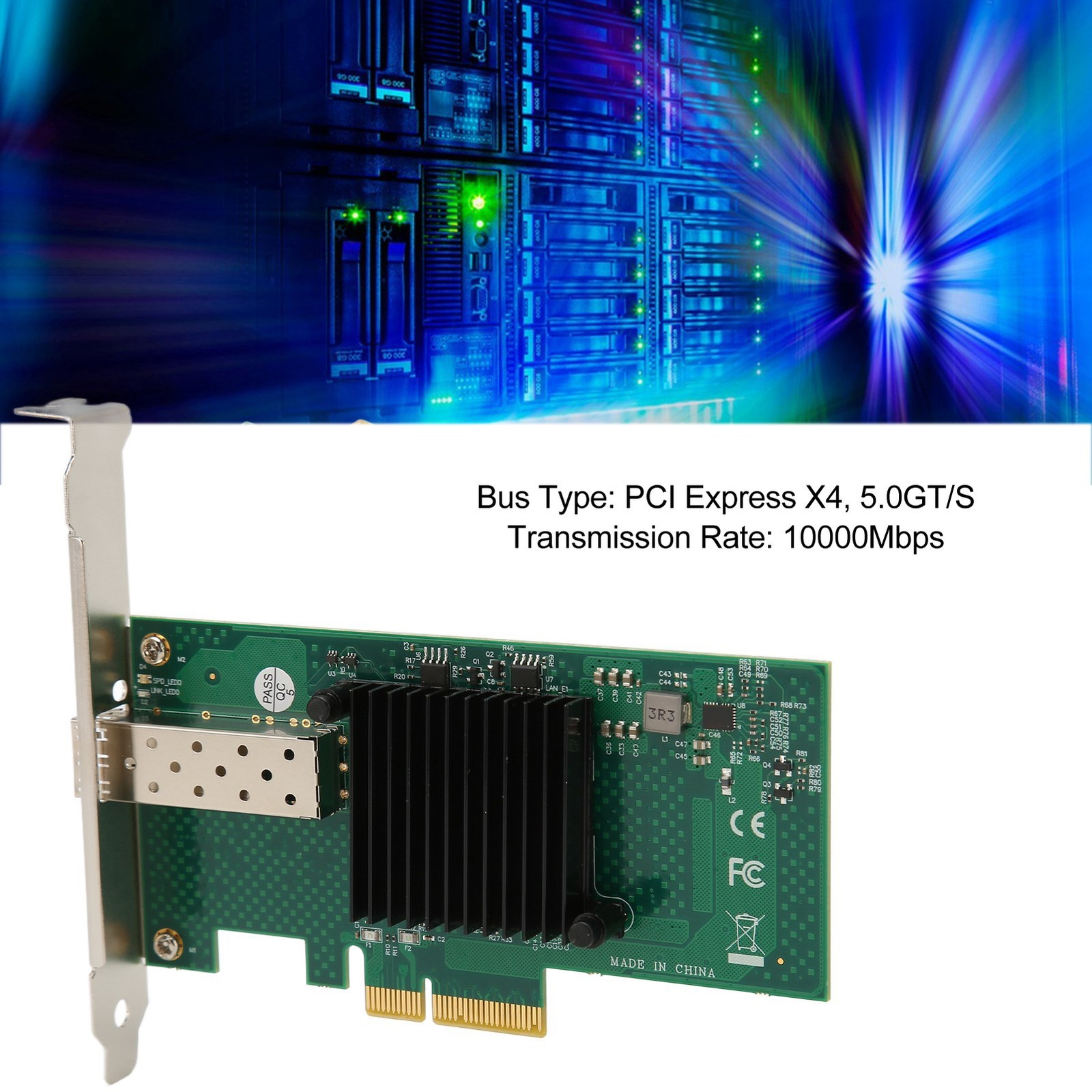 PCIe Network Card 10000Mbps PCI Express X4 5.0GT/s SFP LC Optical Fiber Gigabit