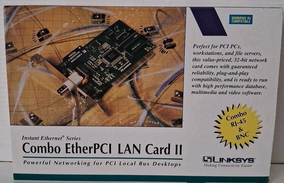 Linksys ISA NE2000 LNE2000T ETHER16 ethernet lan card NEW FACTORY BOX 10BT RJ45