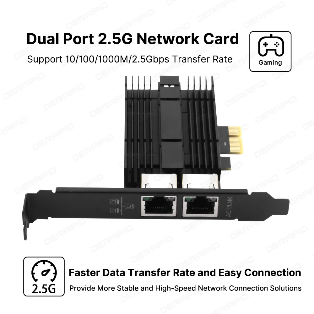Intel I226-V Dual Port 2.5GbE PCIe Network Card RJ45 NIC for NAS Server