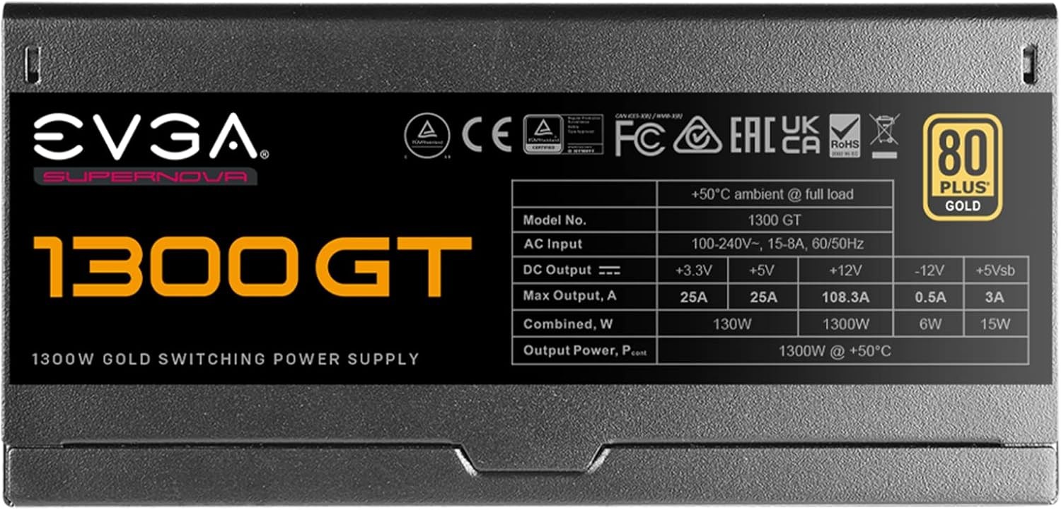 EVGA Supernova 1300 GT 80 Plus Gold 1300W Fully Modular Power Supply