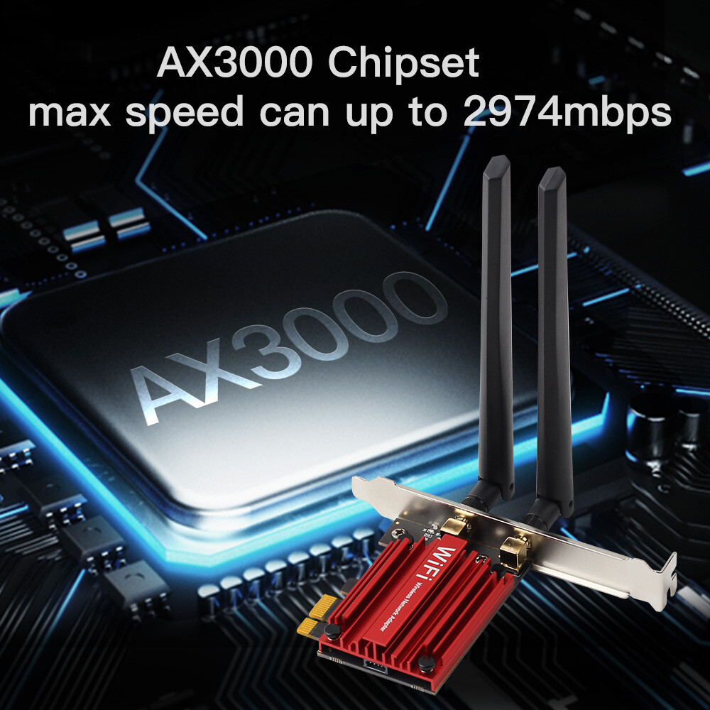 PCE-AX3000 WiFi 6 PCI-E Network Card Intel AX200 Chip Dual Band Bluetooth 5.2