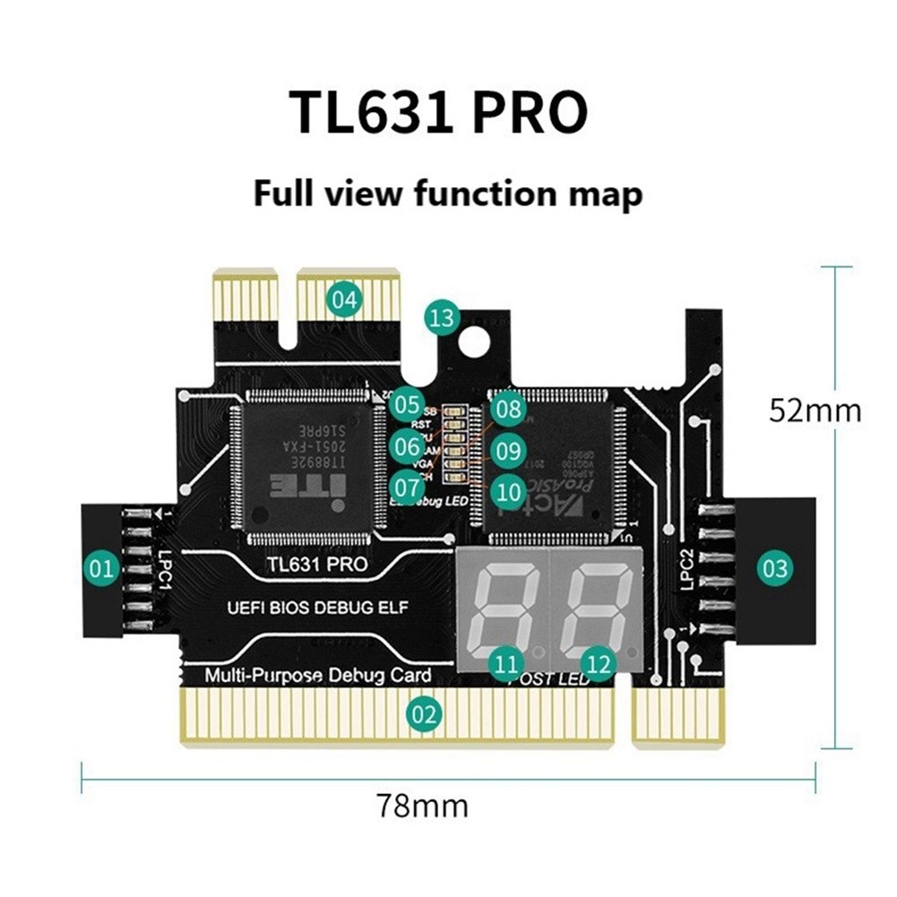 TL631 Pro Diagnostic Card PCI PCI-E PCI-E Motherboard Multifunction Y8K14191
