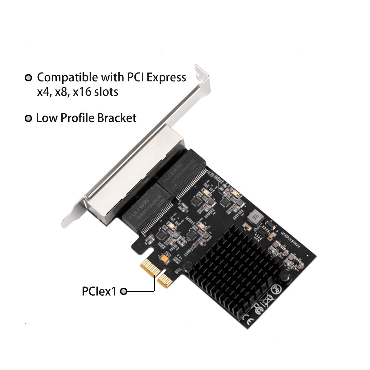 PCIe 1x 4 Ports Gigabit Ethernet Controller Card 1000Mbps NIC RTL8111H Chips