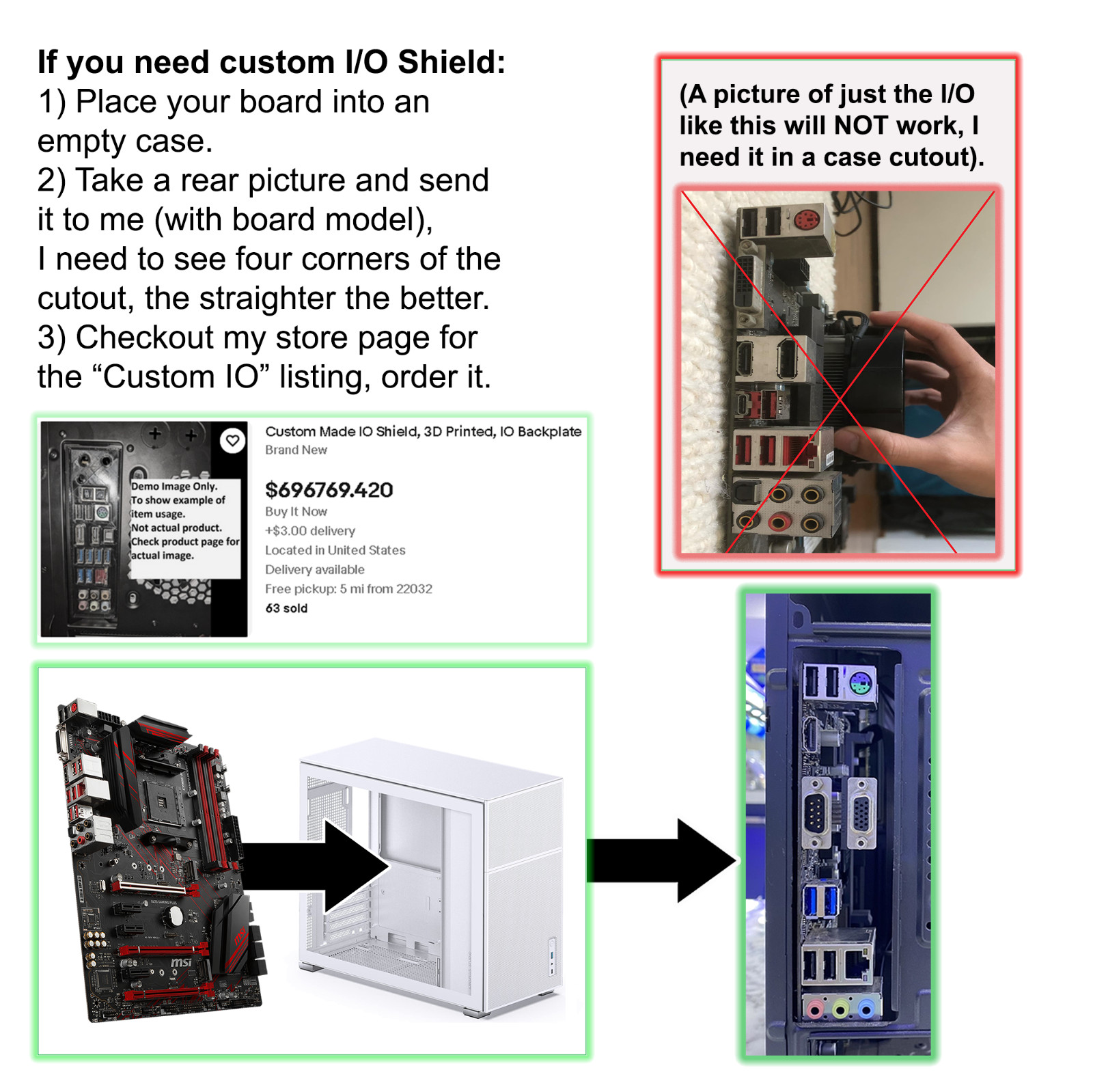 Custom Made IO Shield [Read Description PLEASE], 3D Printed, IO Backplate