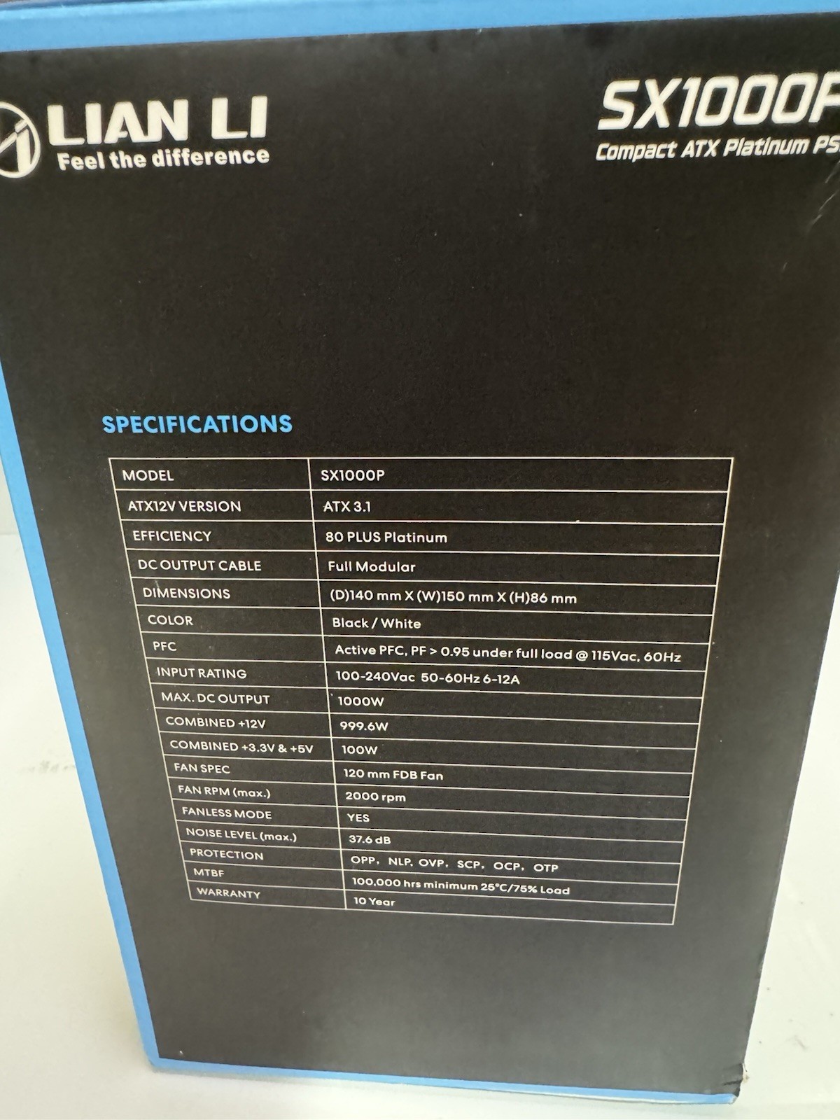 Lian Li SX Platinum 1000W SXP Compact ATX Form Factor Power Supply Black