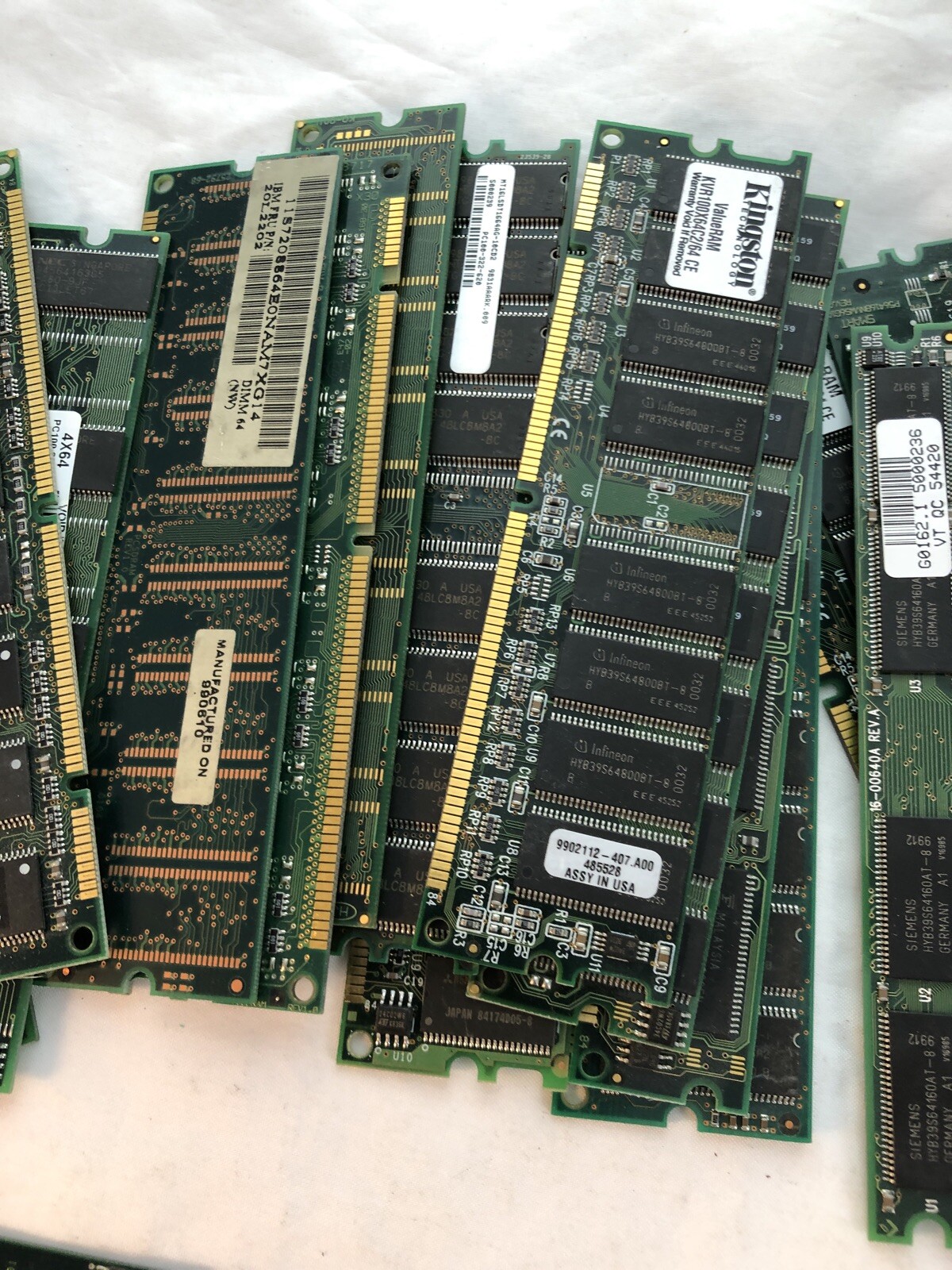 Lot 2x 64MB PC100 168 PIN DIMM SDRAM MEMORY MODULES Total 128mb PC 100 / Non Ecc