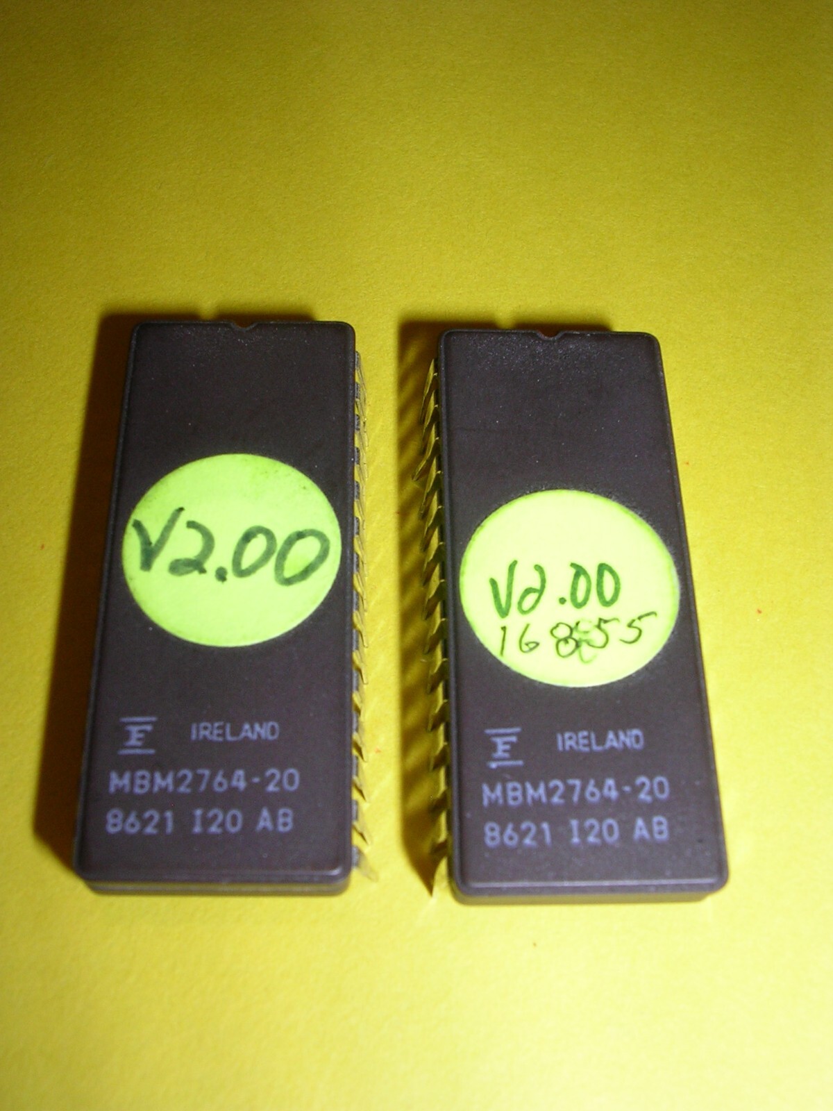 Two (2) Fujitsu MBM2764-20 EPROM Chips (Second Source for Intel 2764, D2764)