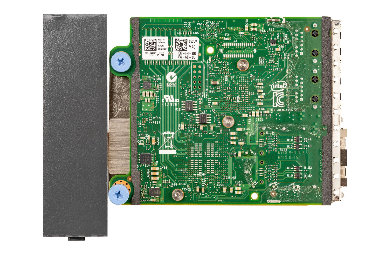 Network interface card Intel X520/i350 2x10GbE SFP+ 2x1GbE RJ45 PCIe 2.0 C63DV