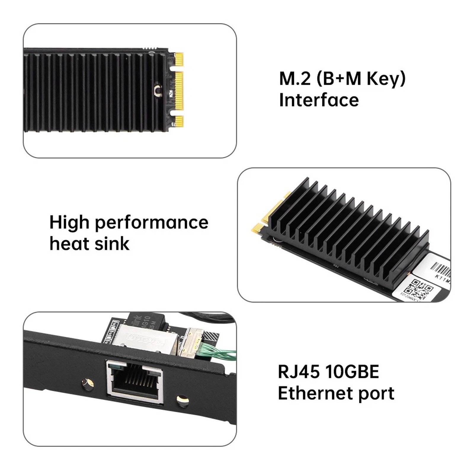 AQC113 M.2 B+M 10GbE Network Card to RJ45 Ethernet Network Adapter for Desktop
