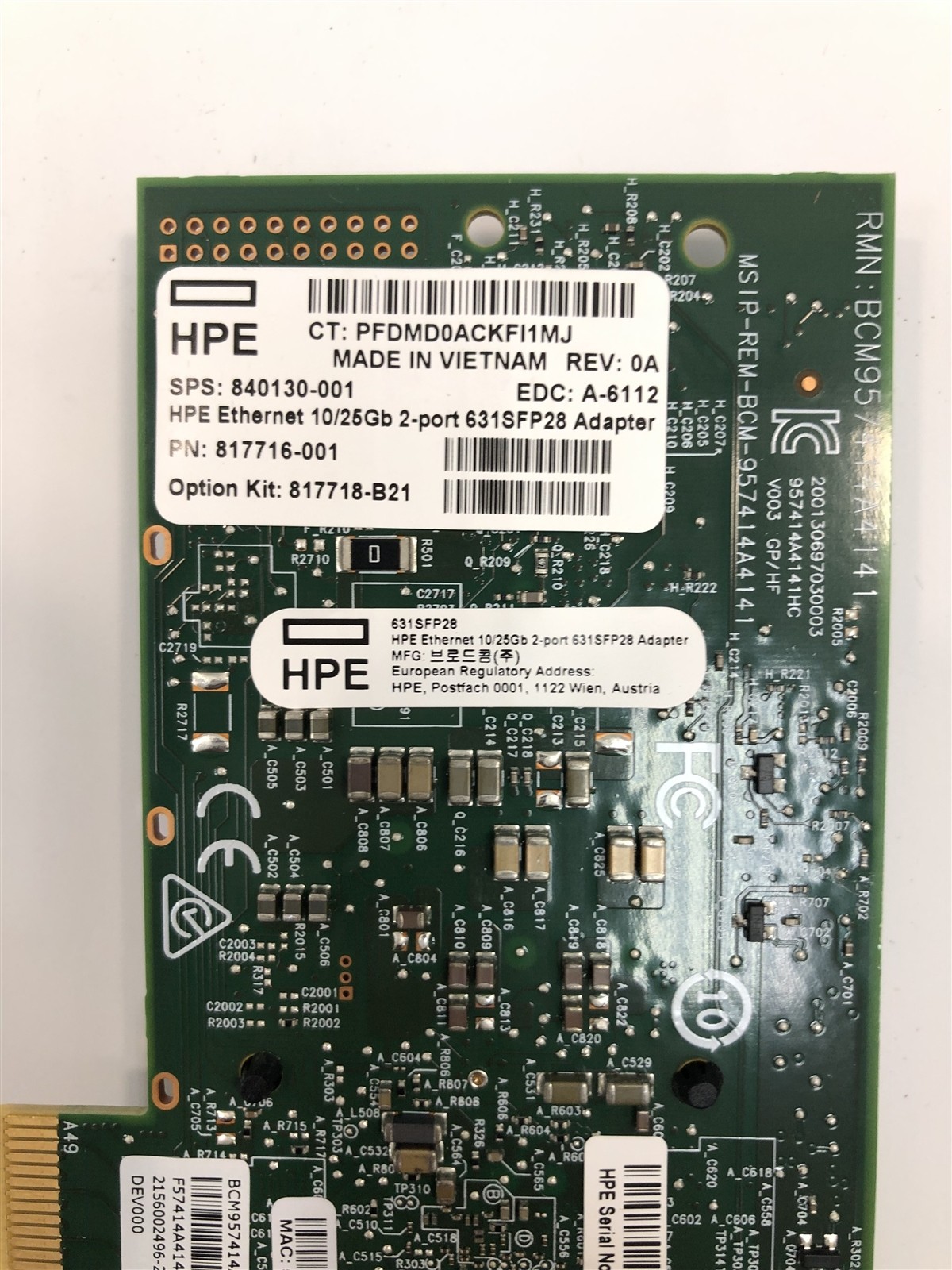 LOT OF 2 HPE 631SFP28 PCIe Dual-Port 10/25Gb Ethernet Adapter 840130-001