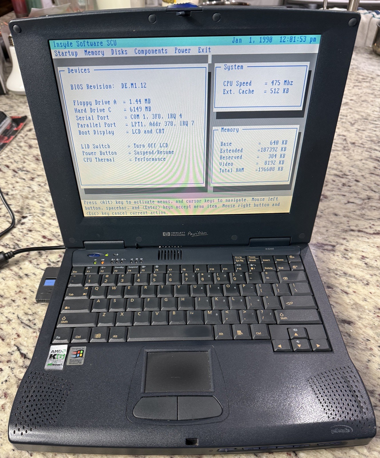 Vintage HP Hewlett Packard Pavilion N3250 Laptop, See description