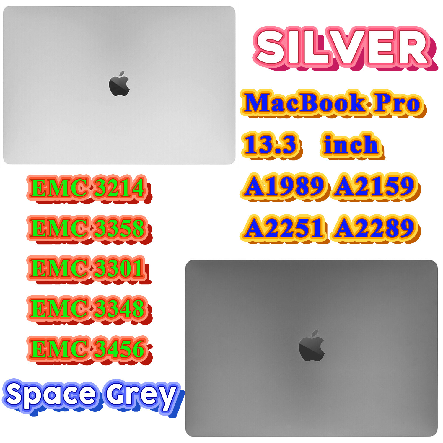 Macbook Pro 13″ A1989 2018 2019 Space Gray Silver LCD Display Assembly 661-10037