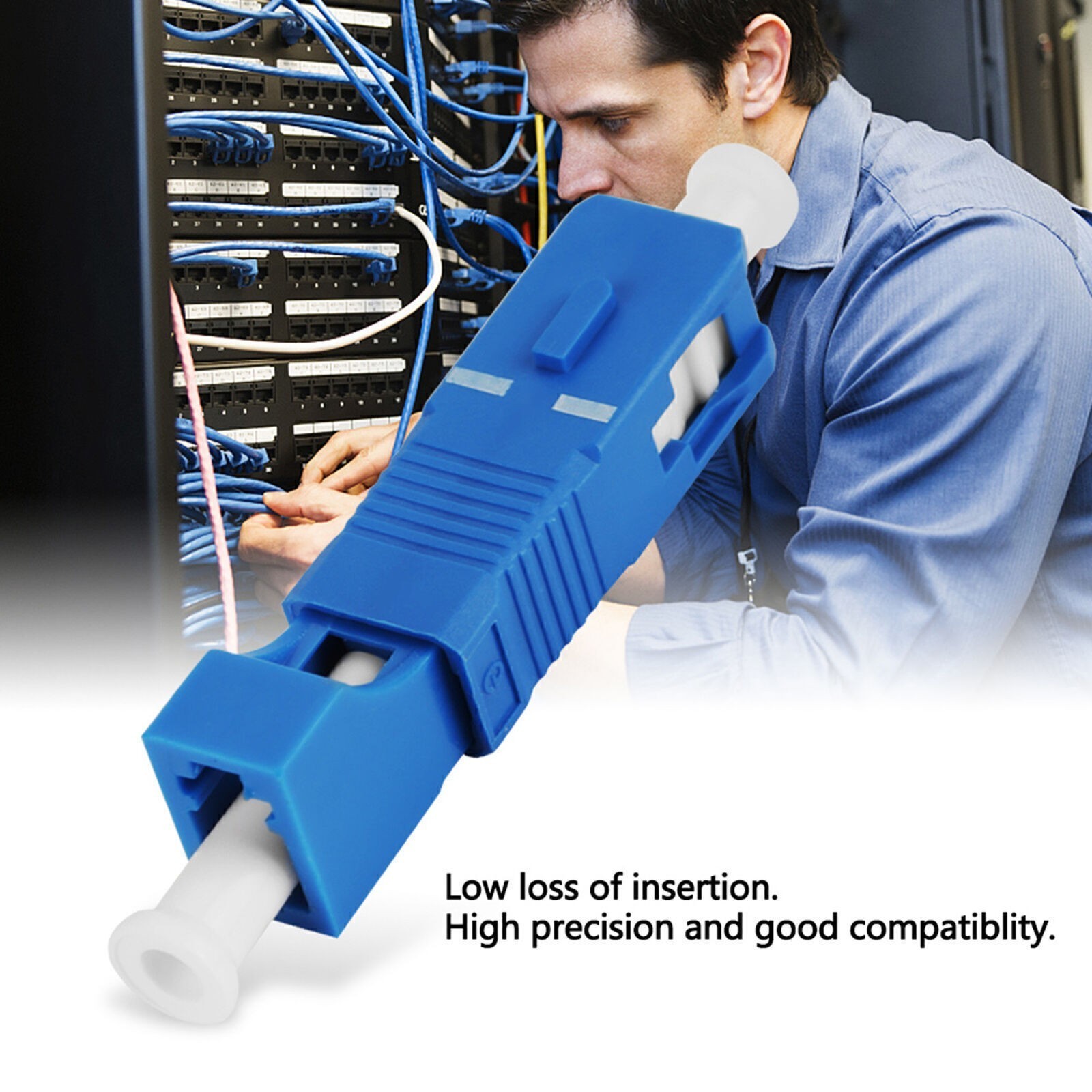 SC Male to LC Female Single Mode Fiber Optic Hybrid Optical Adaptor Converter