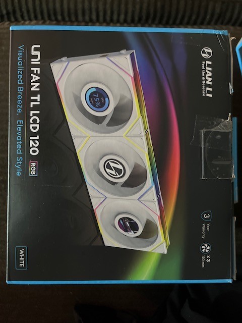 LIAN LI UNI FAN TL LCD 120mm RGB – TRIPLE PACK (12TLLCD3W US) – WHITE – NEW