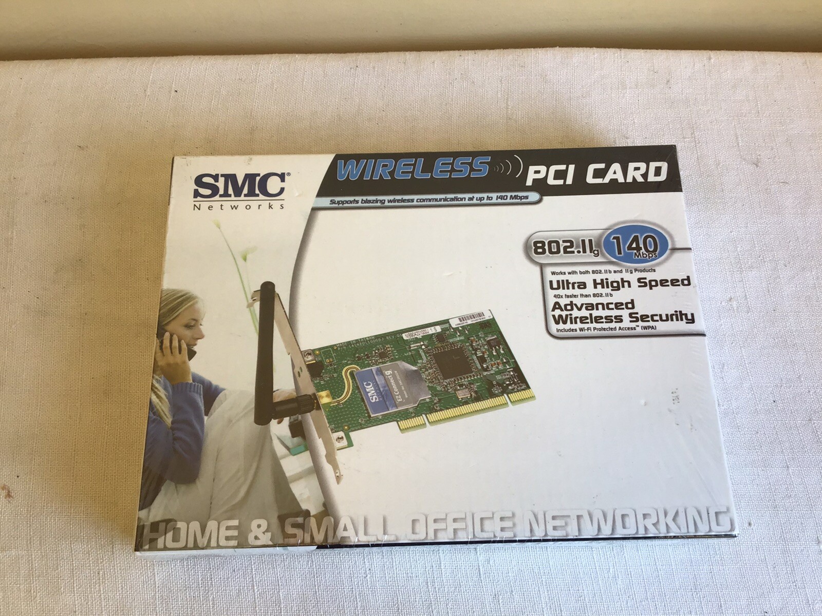 Brand New Sealed SMC Networks Wireless PCI Card 802.11g 140 Mbps #SMC2802W
