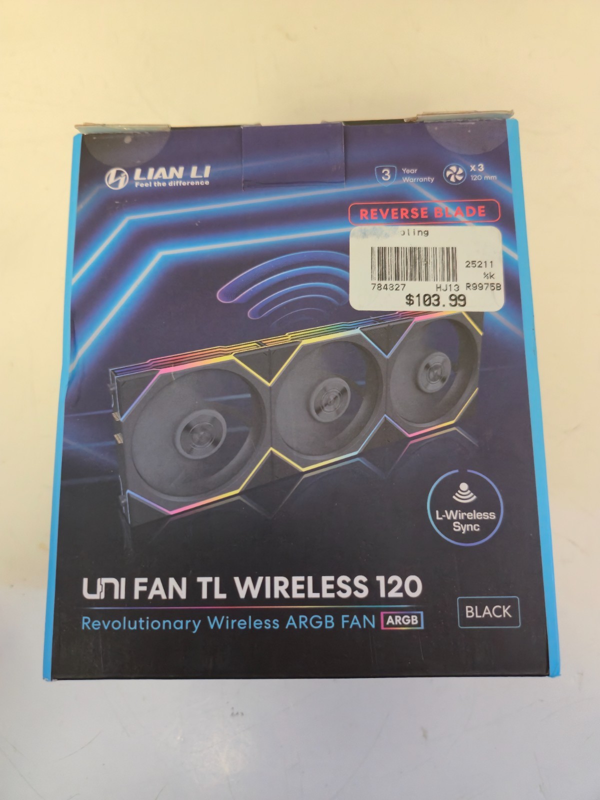 UNTESTED – FANS ONLY – Lian Li TL Wireless 120 Reverse Blade – Black – 3 Pack