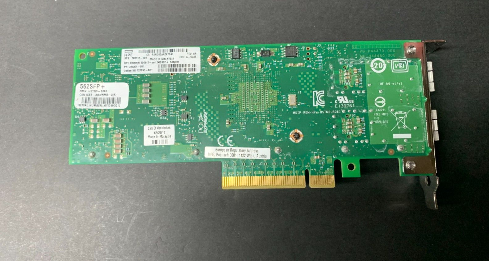 727055-B21 HPE Ethernet 10Gb 2-port 562SFP+ Adapter 790316-001 784304-001