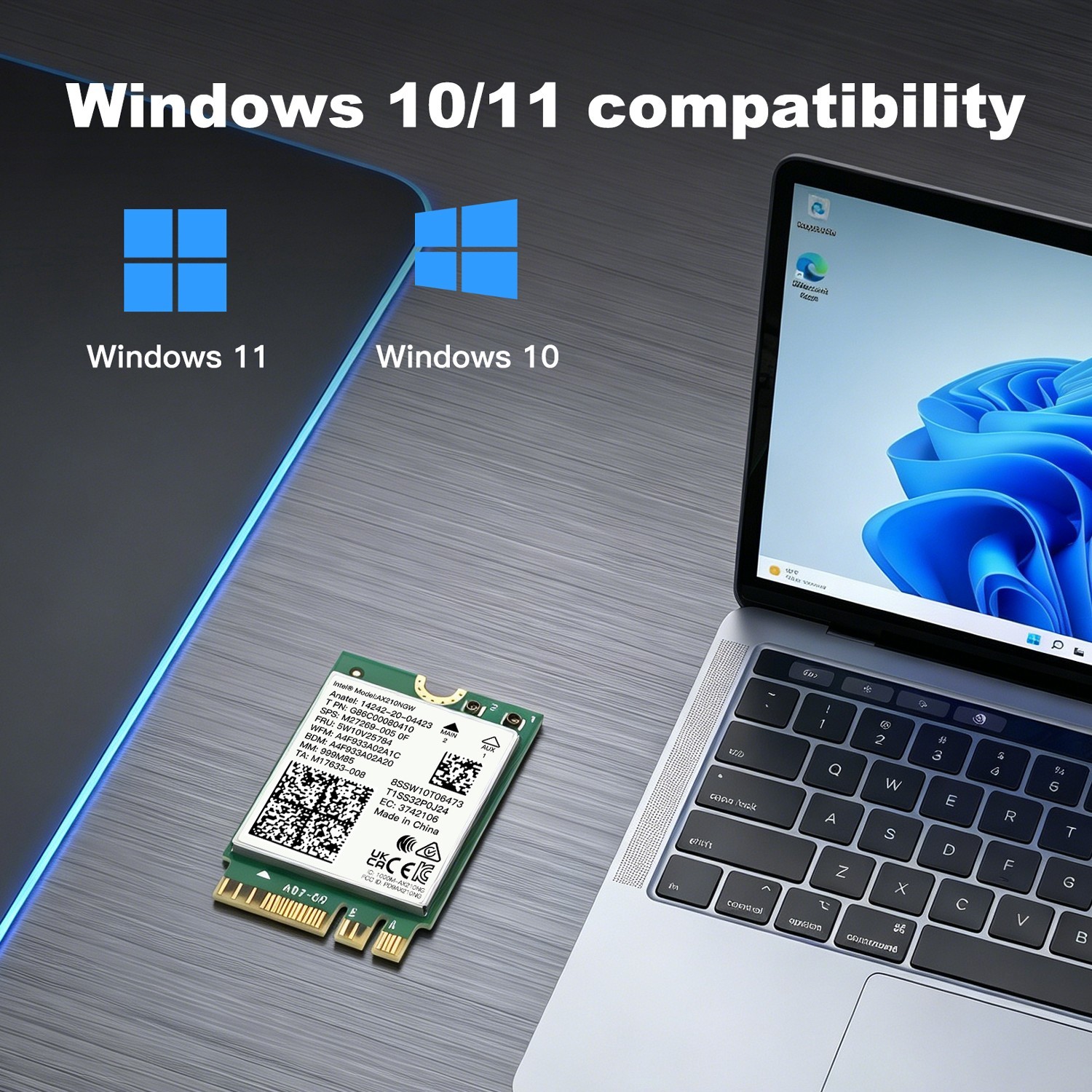 AX210NGW WiFi 6E M.2 Key A/E Card Bluetooth 5.4 Tri-Band 5400Mbps for Win 10/11