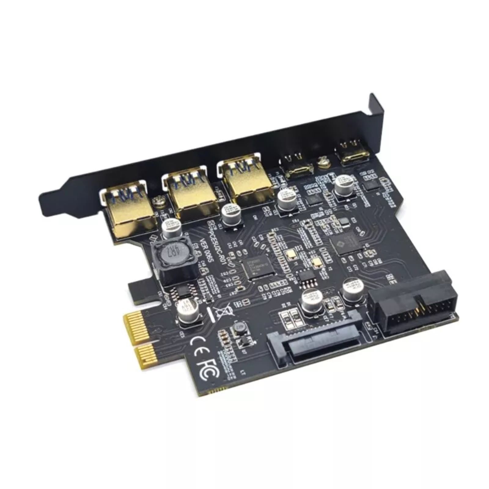 USB3.2 GEN1 PCI-E Expansion Card 5 Ports 2*Type-C 3*USB-A 19 Pin Connector 5Gbps