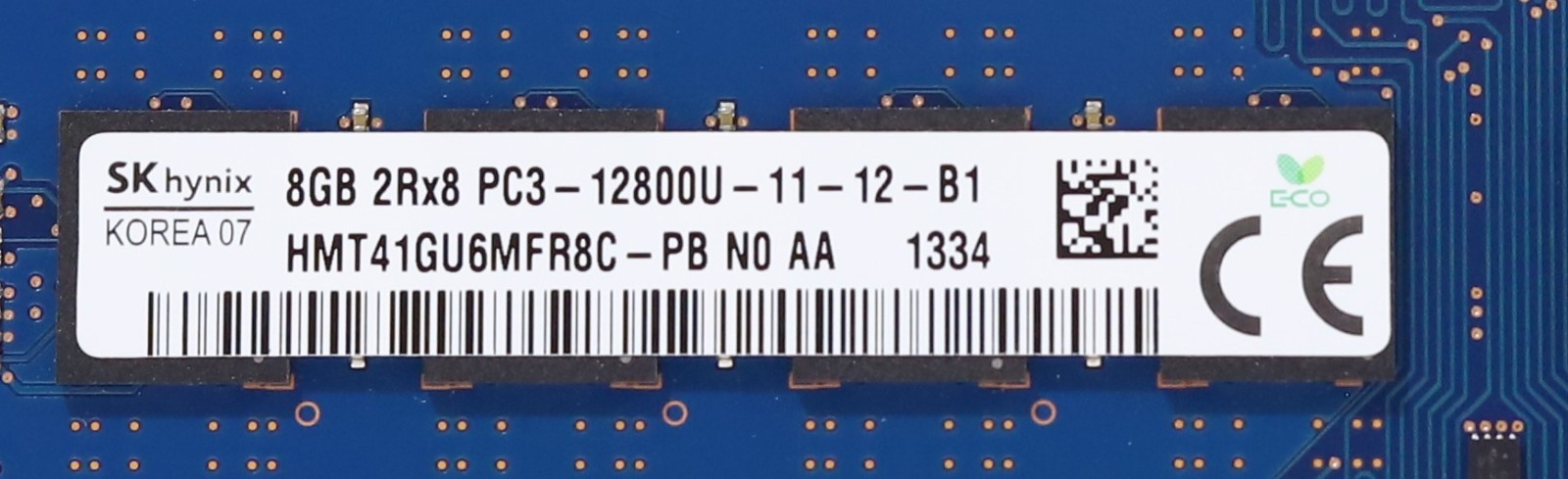SK Hynix 8GB 2Rx8 PC3-12800U-11-12-B1 Non-ECC Unbuffered RAM HMT41GU6MFR8C-PB