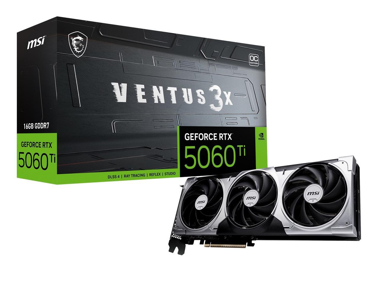 MSI Ventus GeForce RTX 5060 Ti 16GB GDDR7 PCI Express 5.0 x 16 (use x8) Graphics