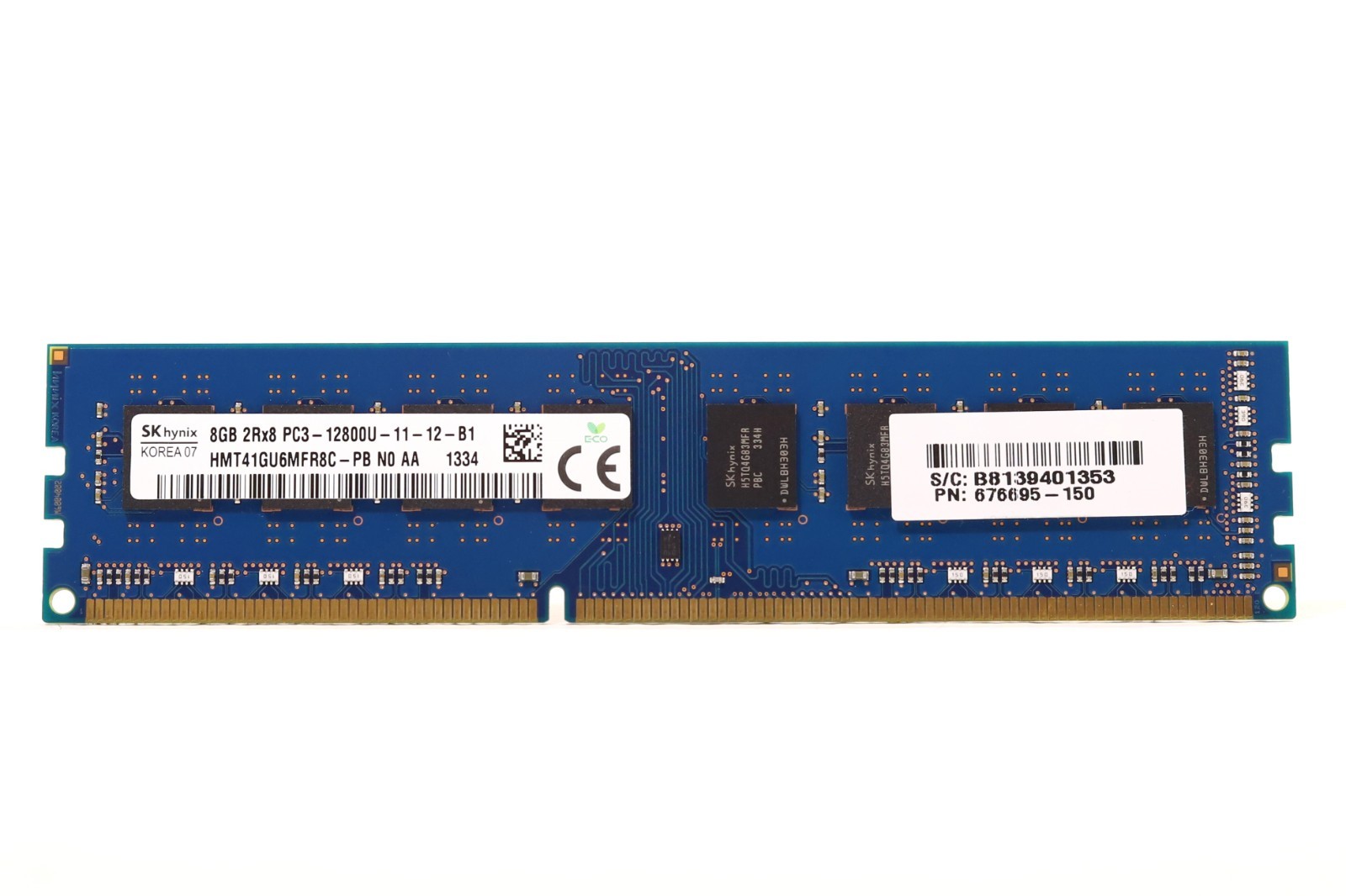 SK Hynix 8GB 2Rx8 PC3-12800U-11-12-B1 Non-ECC Unbuffered RAM HMT41GU6MFR8C-PB
